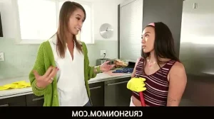 CrushonMom  – Asian MILF stepmom Christy Love blowjob lesson for teen stepsis Kimmy Kim