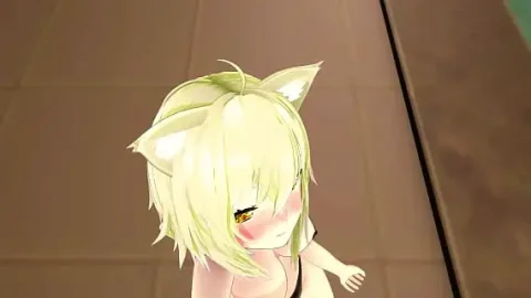 nekomata okayu hentai dance hololive underwear cat girl mmd 3d blonde hair clip 1733492215